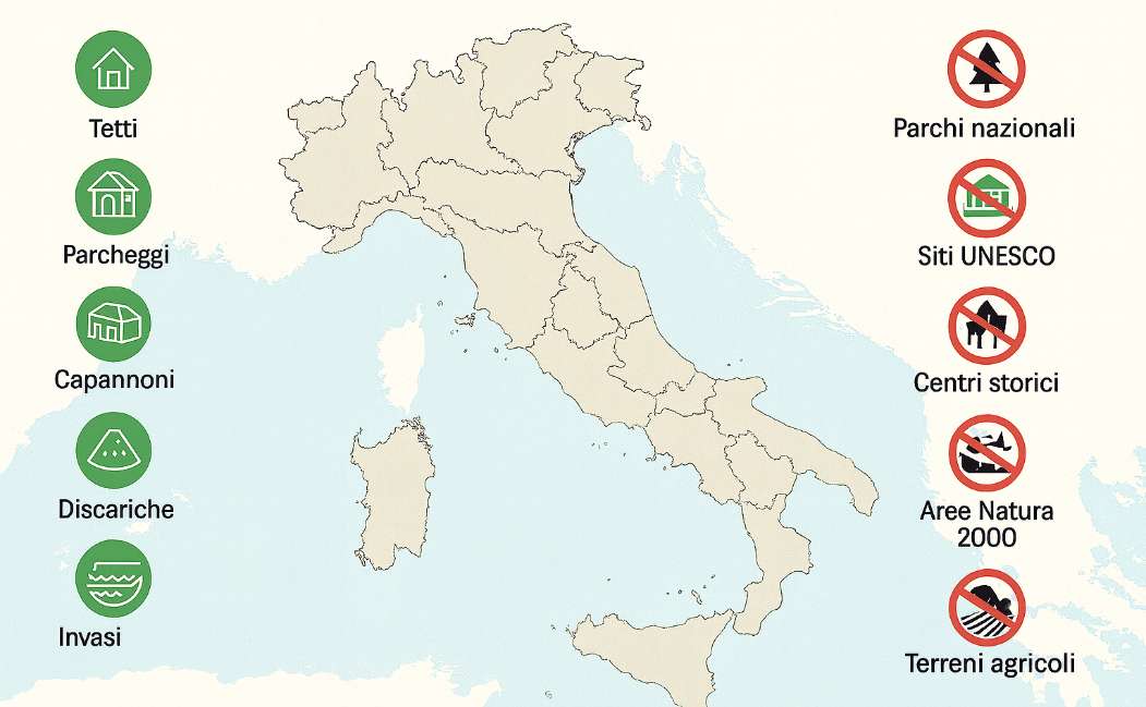 Dove si possono (e non si possono) costruire impianti rinnovabili in Italia