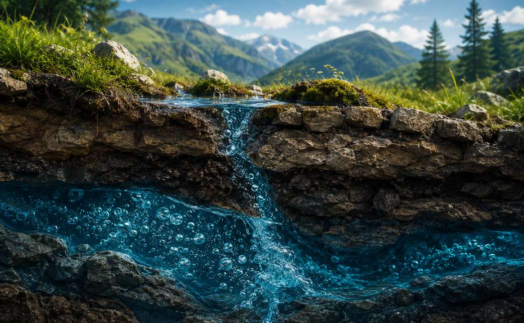 Acqua minerale naturale: il viaggio sotterraneo che crea le bollicine